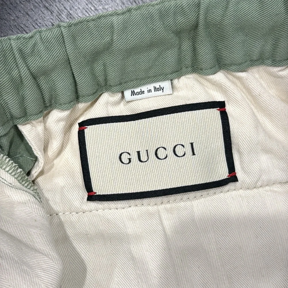 Gucci Green Cotton Embroidered Logo Pants Gucci Band - 30